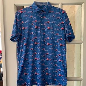 Tailorbyrd Blue and Red Polo Shirt with Performance Fabric